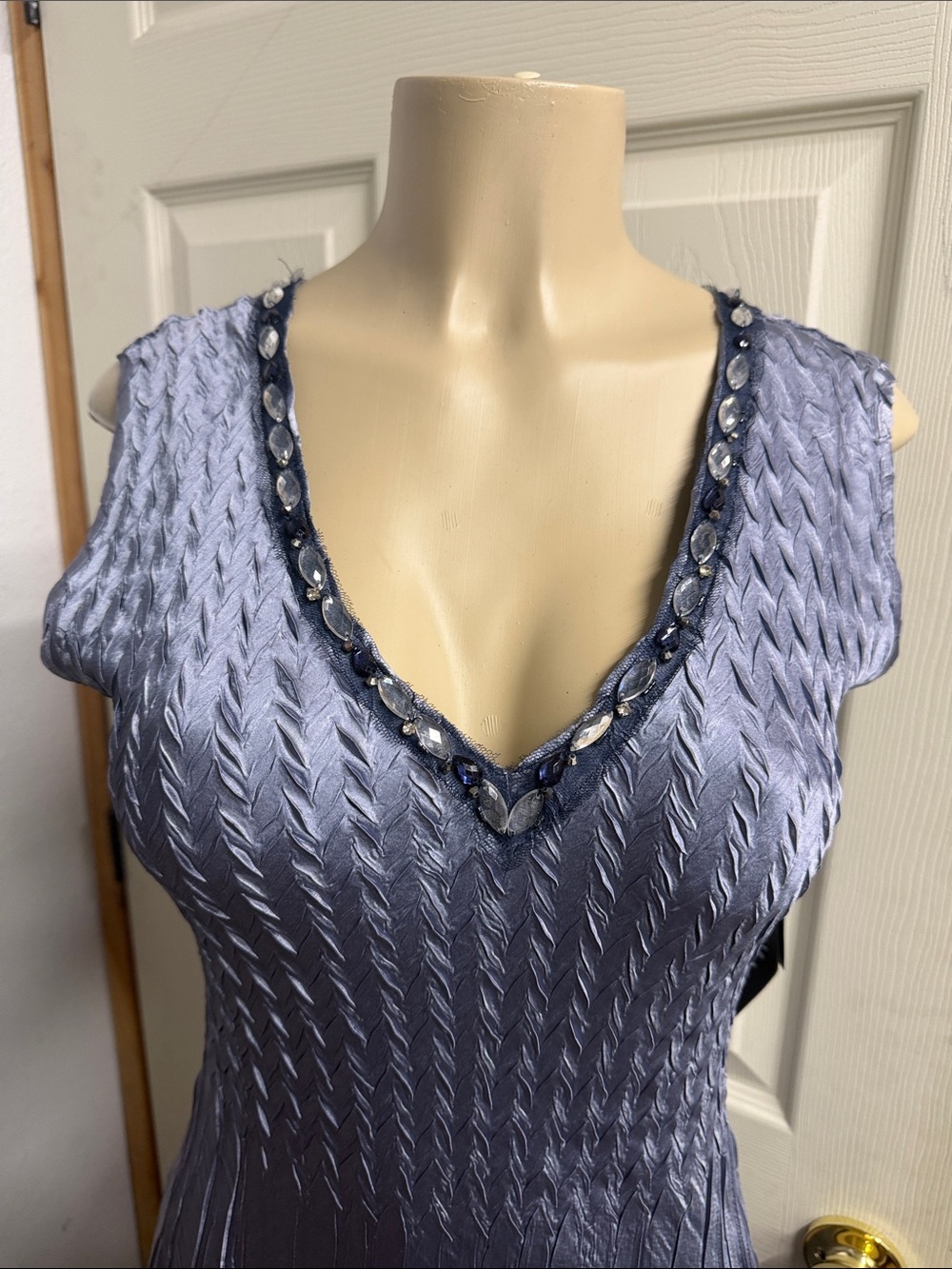 Komarov Periwinkle Embellished V-Neck Maxi Dress - Picture 2 of 7